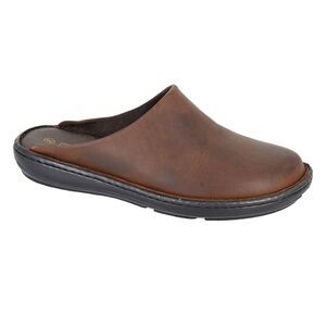 Roamers Mens Leather Clogs / Brown